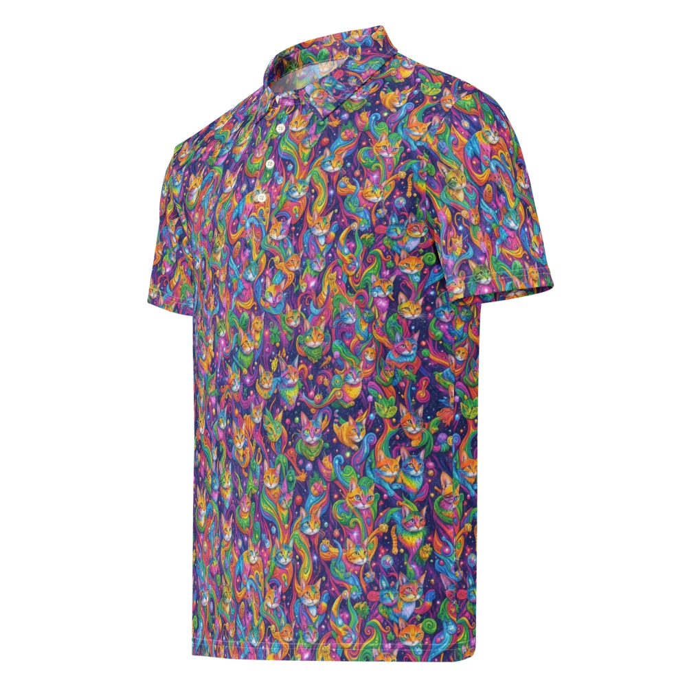 Prismatic Purr on Men's Slim Fit Polo Shirt — Left Front