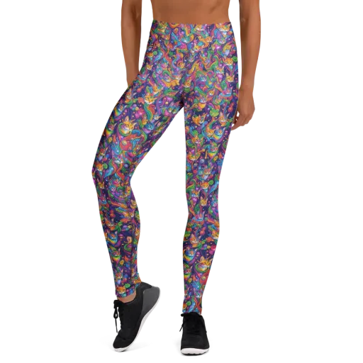 Prismatic Purr on a Yoga Leggings