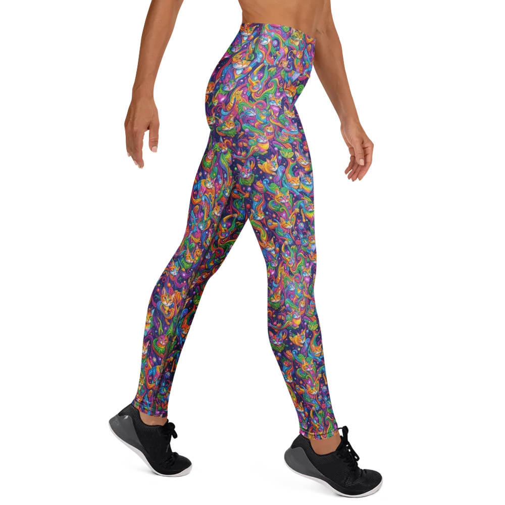 Prismatic Purr on Yoga Leggings — Right