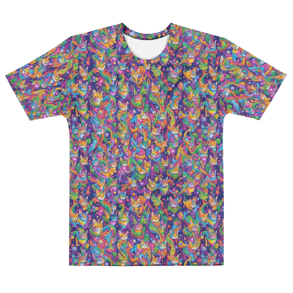 Prismatic Purr on Men's Cotton Crew Neck T-Shirt — Front