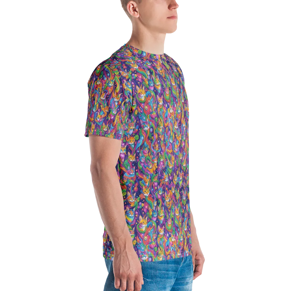 Prismatic Purr on Men's Crew Neck T-Shirt — Right