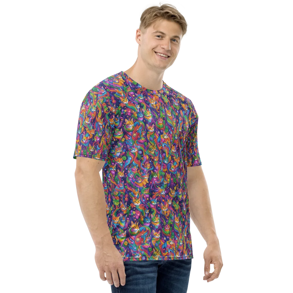 Prismatic Purr on Men's Crew Neck T-Shirt — Right
