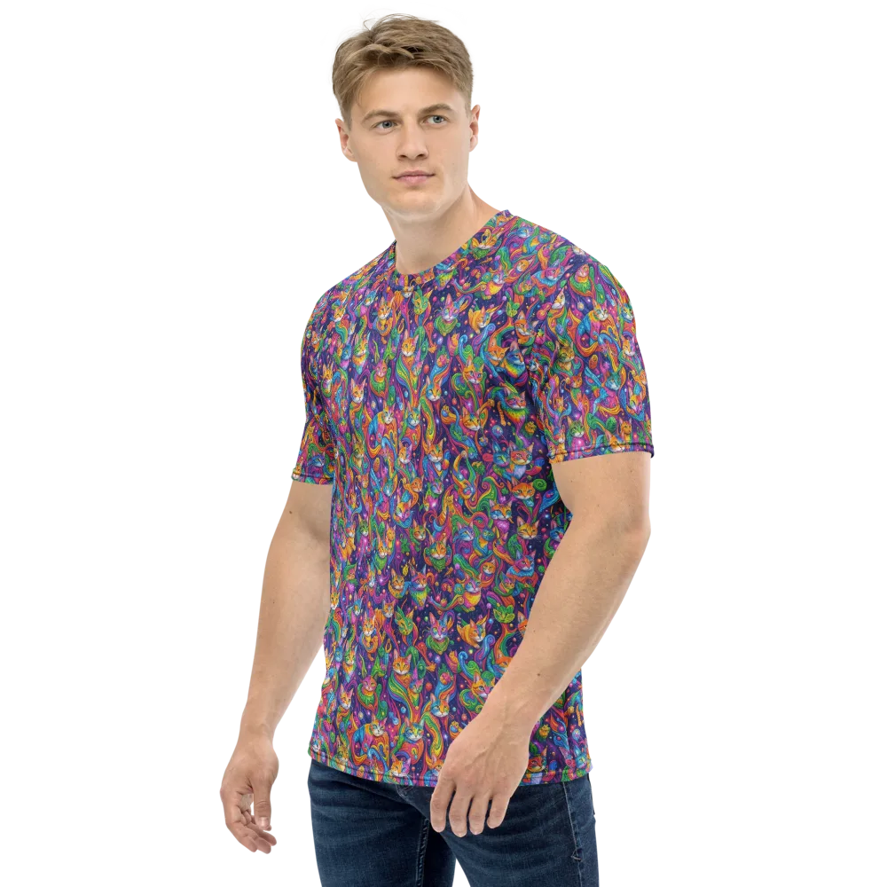 Prismatic Purr on Men's Crew Neck T-Shirt — Left