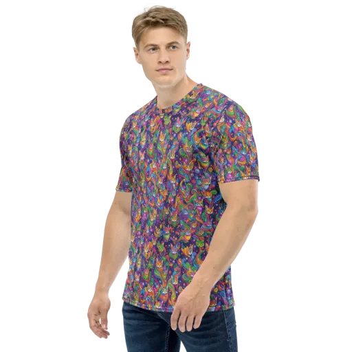 Prismatic Purr on a Men's Crew Neck T-Shirt