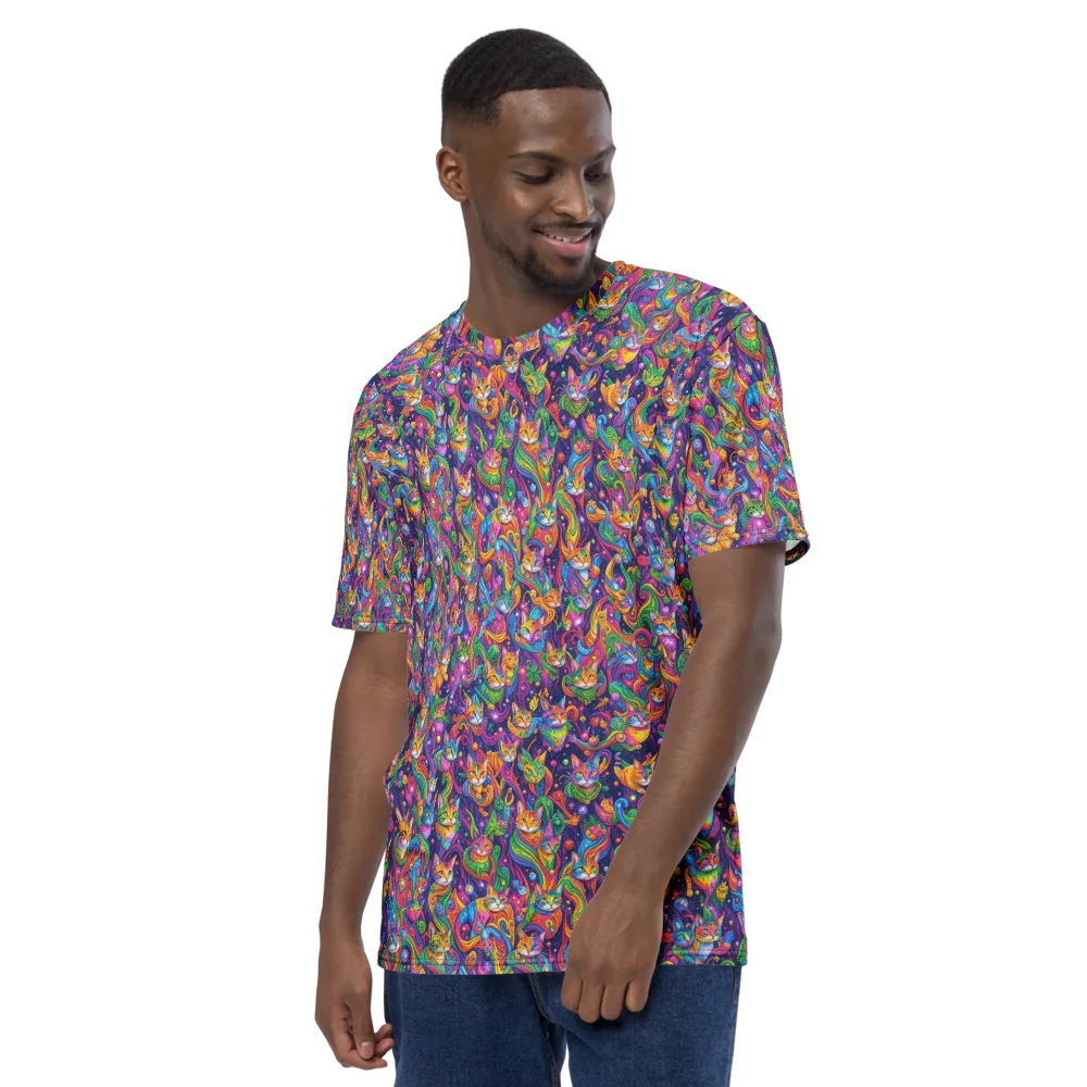 Prismatic Purr on Men's Crew Neck T-Shirt — Left