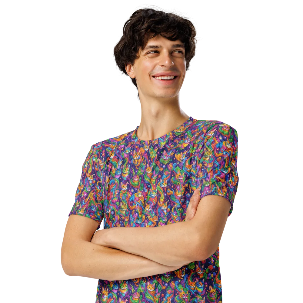 Prismatic Purr on Men's Crew Neck T-Shirt — Left Front