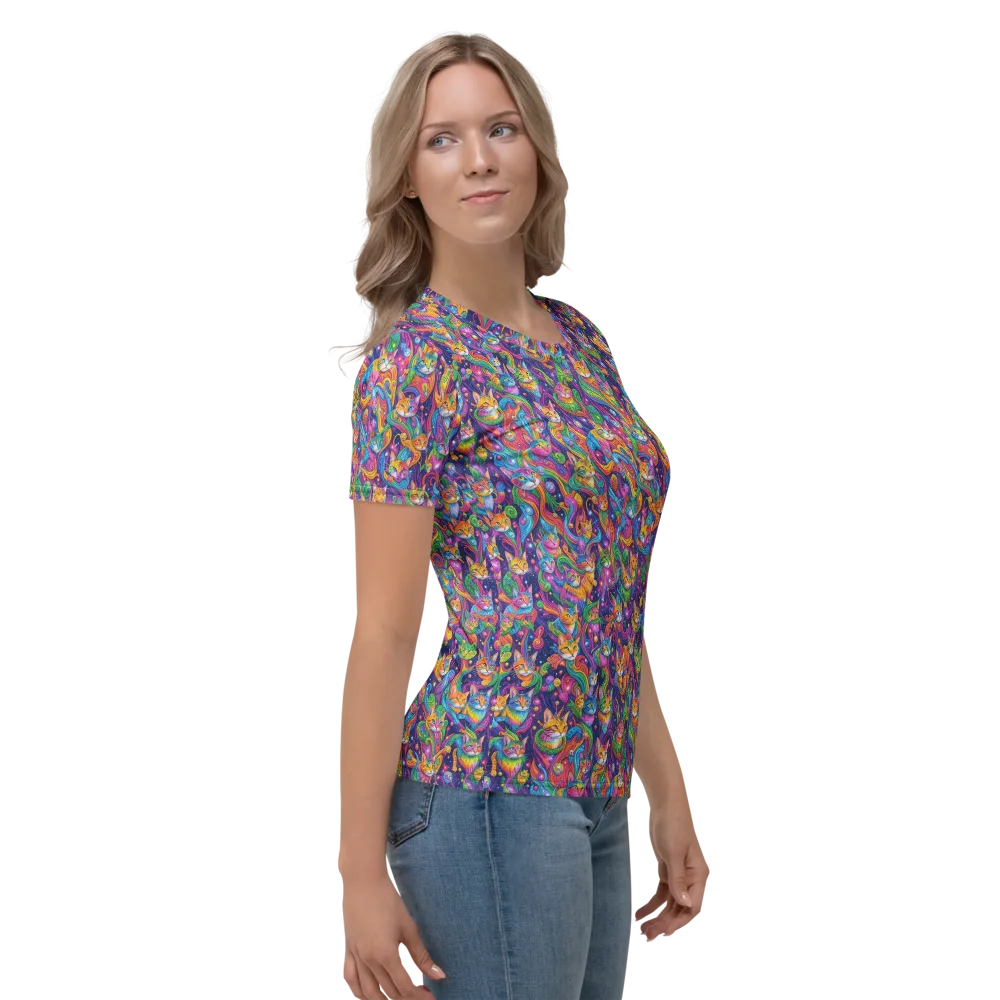 Prismatic Purr on Women's Crew Neck T-Shirt — Right