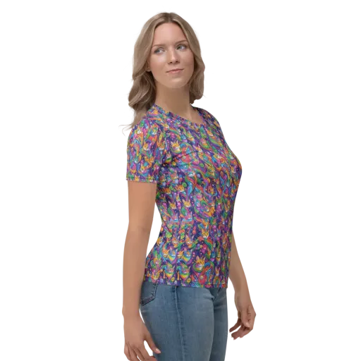 Prismatic Purr on a Women's Crew Neck T-Shirt