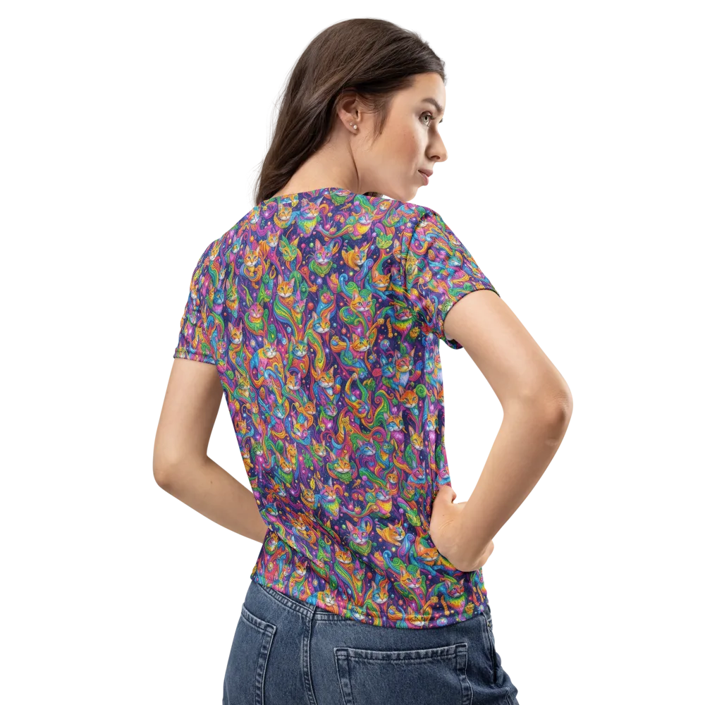 Prismatic Purr on Women's Crew Neck T-Shirt — Back