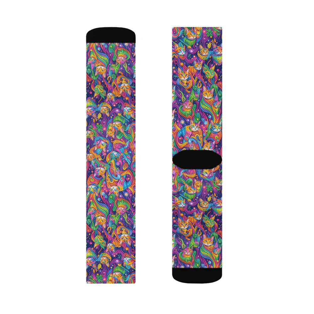 Prismatic Purr on Socks — Left Sock