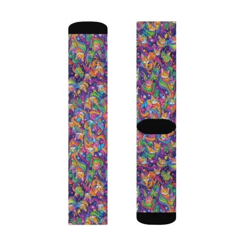 Prismatic Purr on a Socks