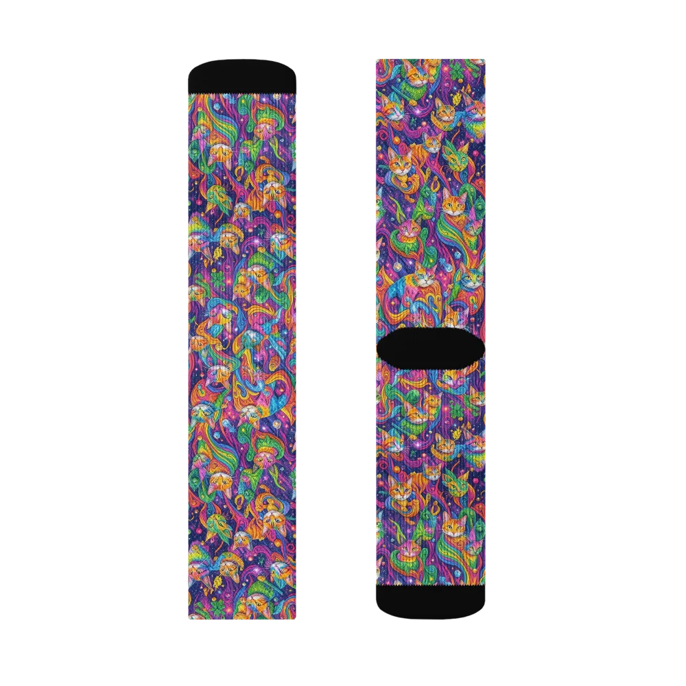 Prismatic Purr on Socks — Right Sock