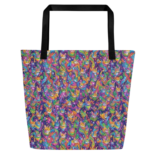 Prismatic Purr on a Large Tote Bag W/ Pocket