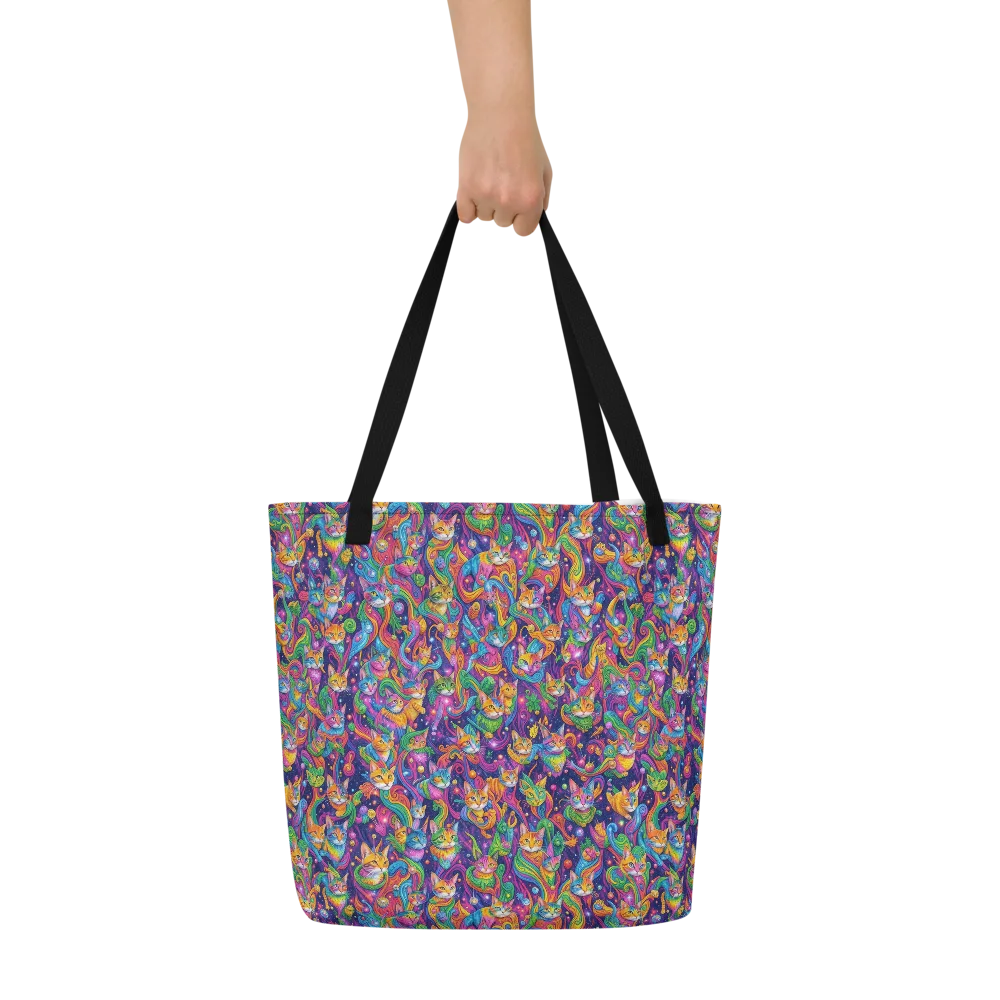 Prismatic Purr on Large Tote Bag W/ Pocket — Front
