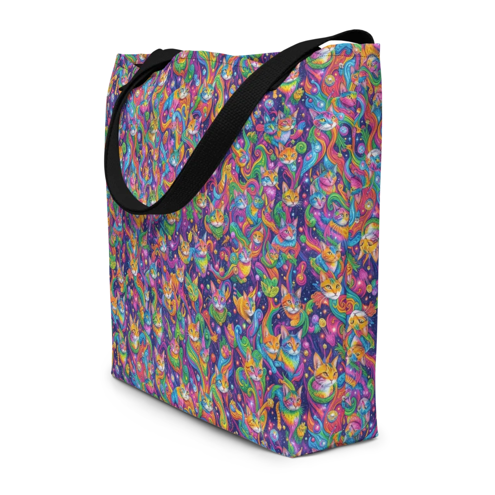 Prismatic Purr on Large Tote Bag W/ Pocket — Front