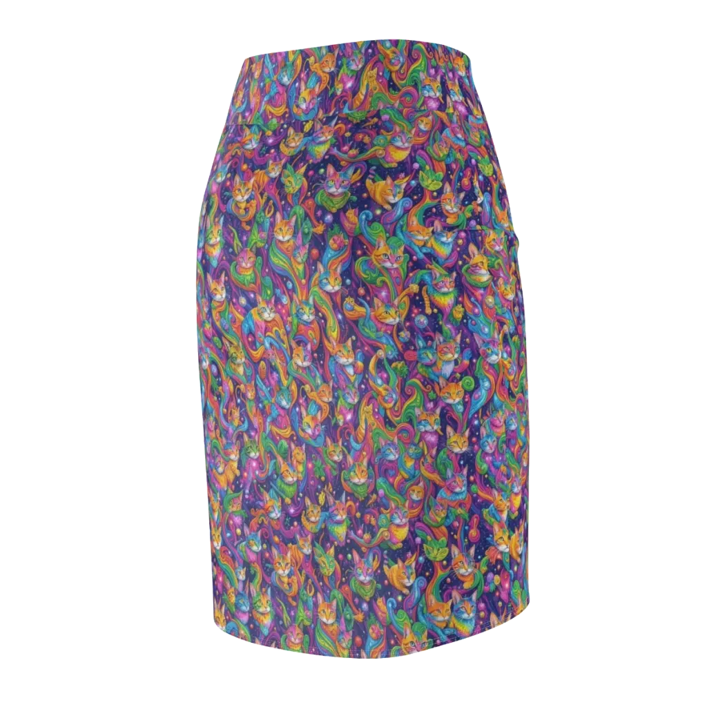 Prismatic Purr on Pencil Skirt — Back Side