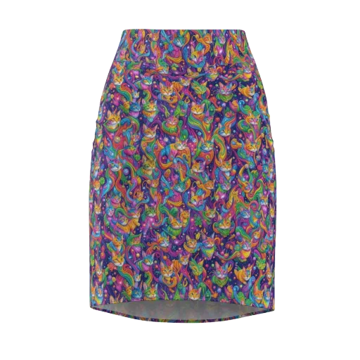 Prismatic Purr on a Pencil Skirt