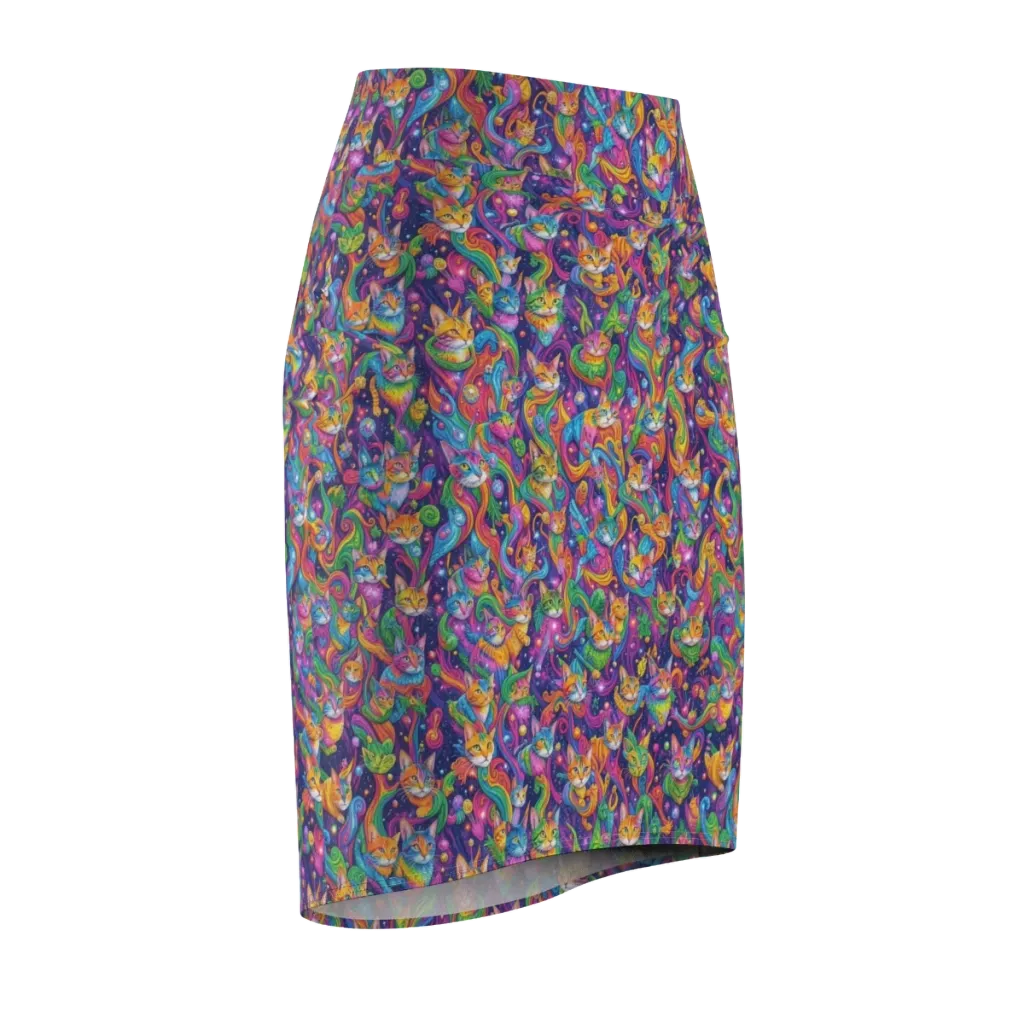 Prismatic Purr on Pencil Skirt — Front Side