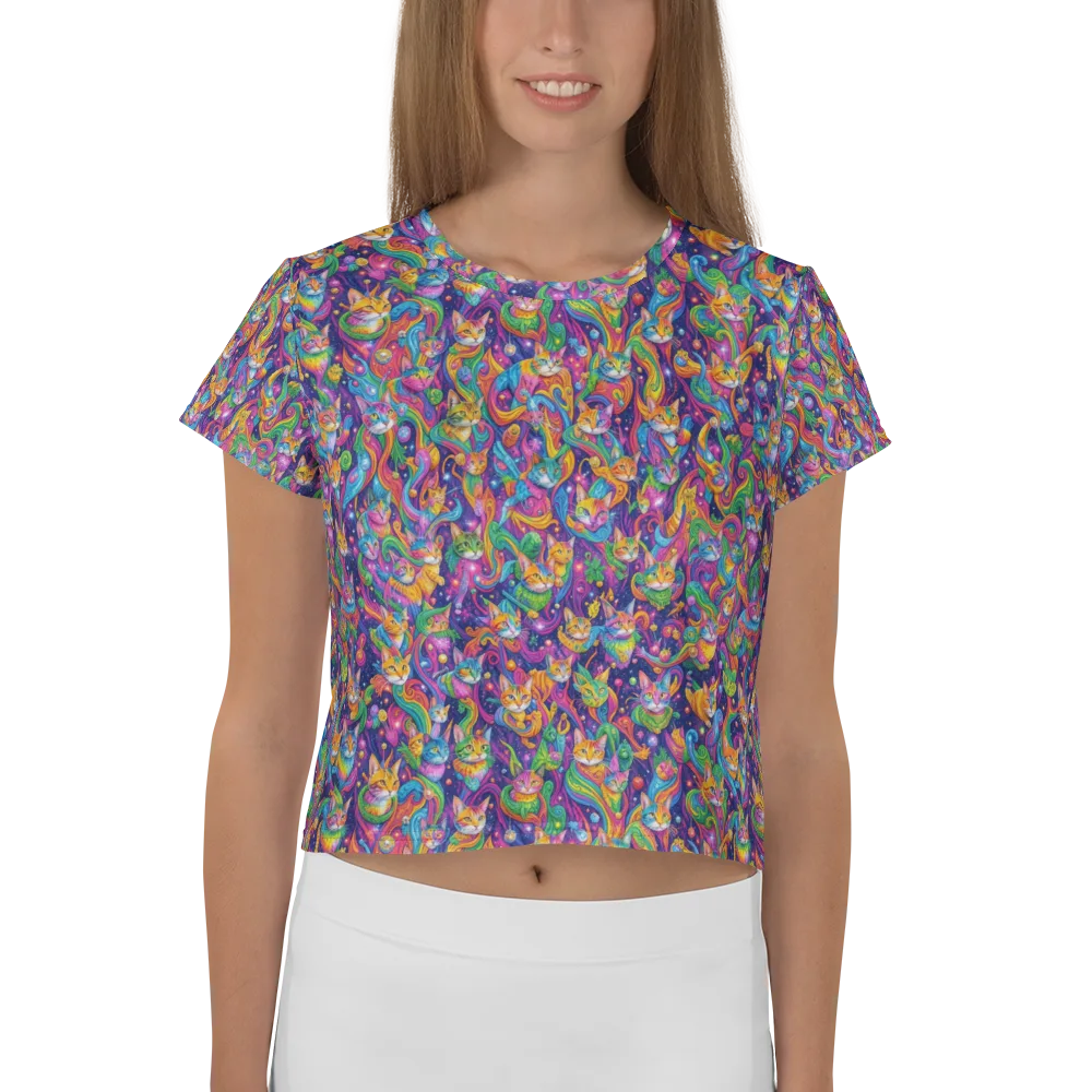 Prismatic Purr on Crop Tee — Front