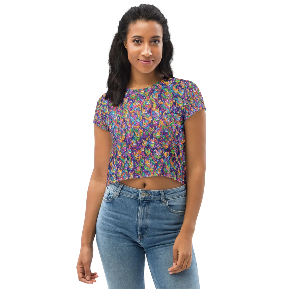 Prismatic Purr on Crop Tee — Front