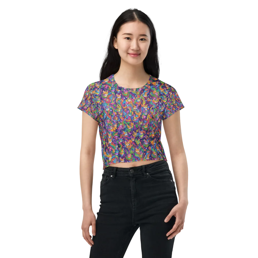 Prismatic Purr on Crop Tee — Front