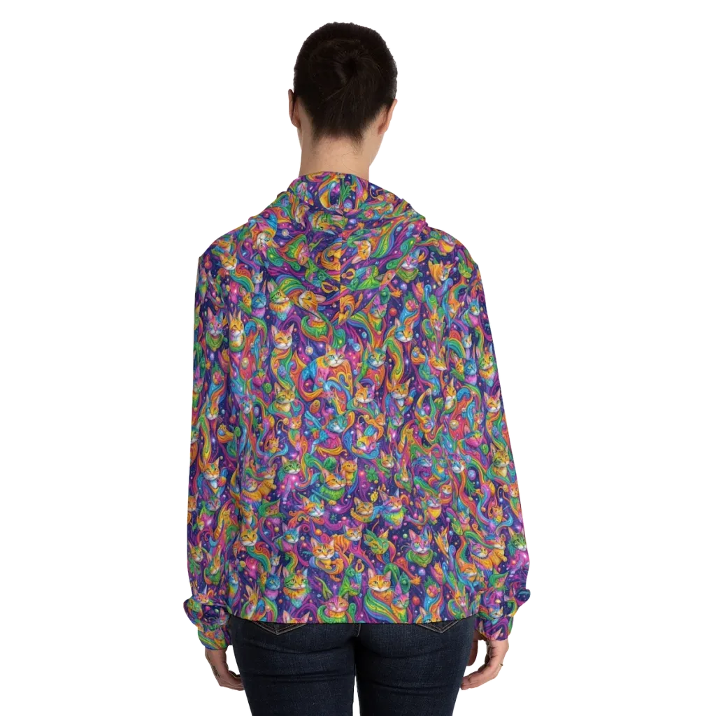 Prismatic Purr on Women's Full-Zip Hoodie — Back On Person