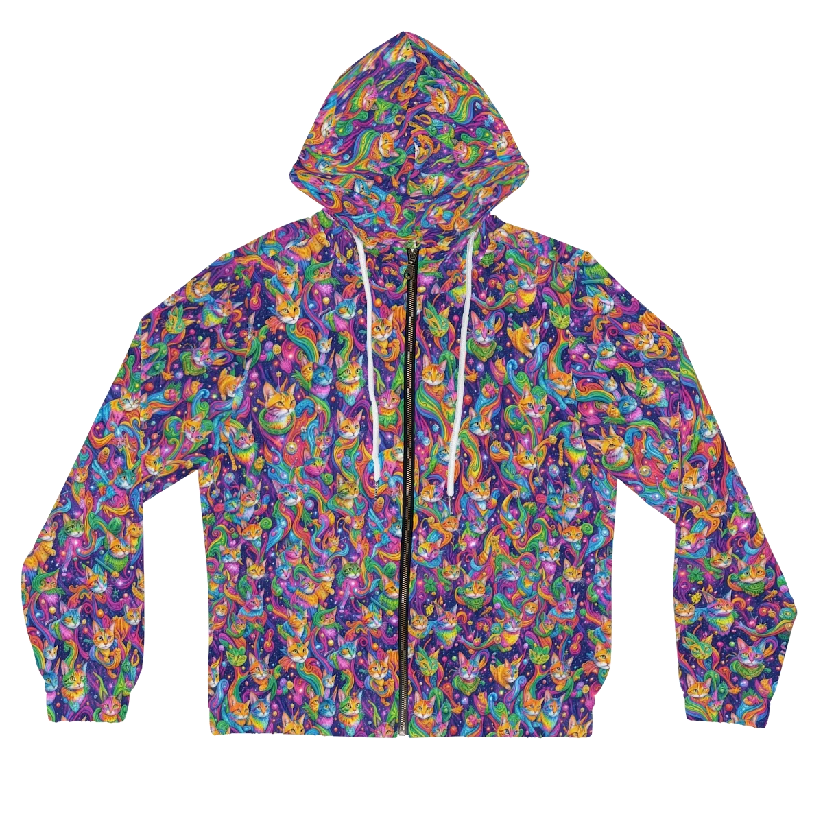 Prismatic Purr on Women's Full-Zip Hoodie — Front