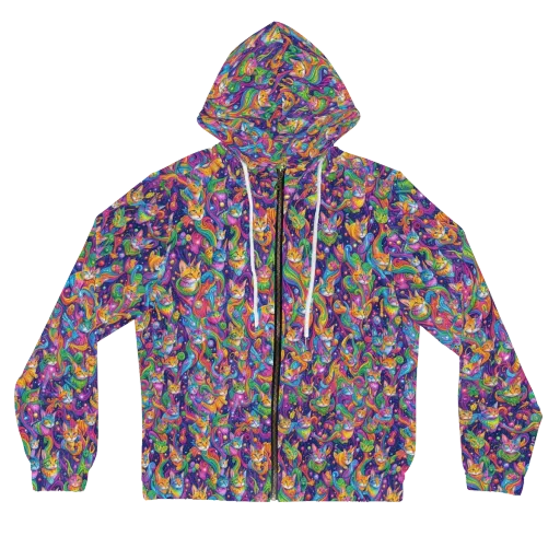 Prismatic Purr on a Women's Full-Zip Hoodie