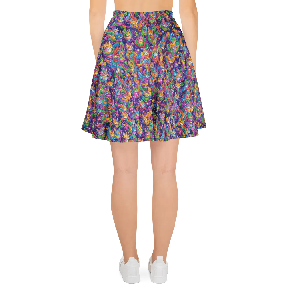 Prismatic Purr on Skater Skirt — Back