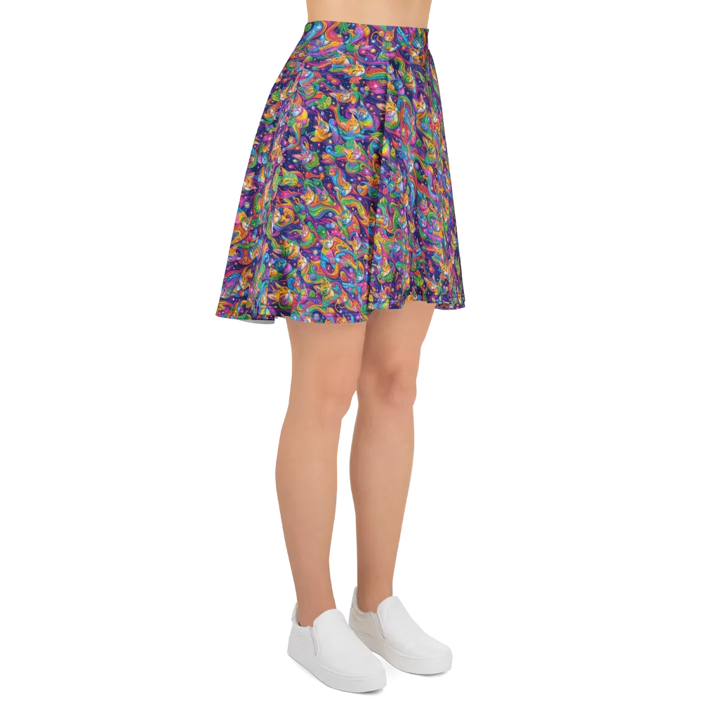 Prismatic Purr on Skater Skirt — Right