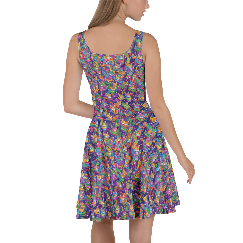 Prismatic Purr on Skater Dress — Back