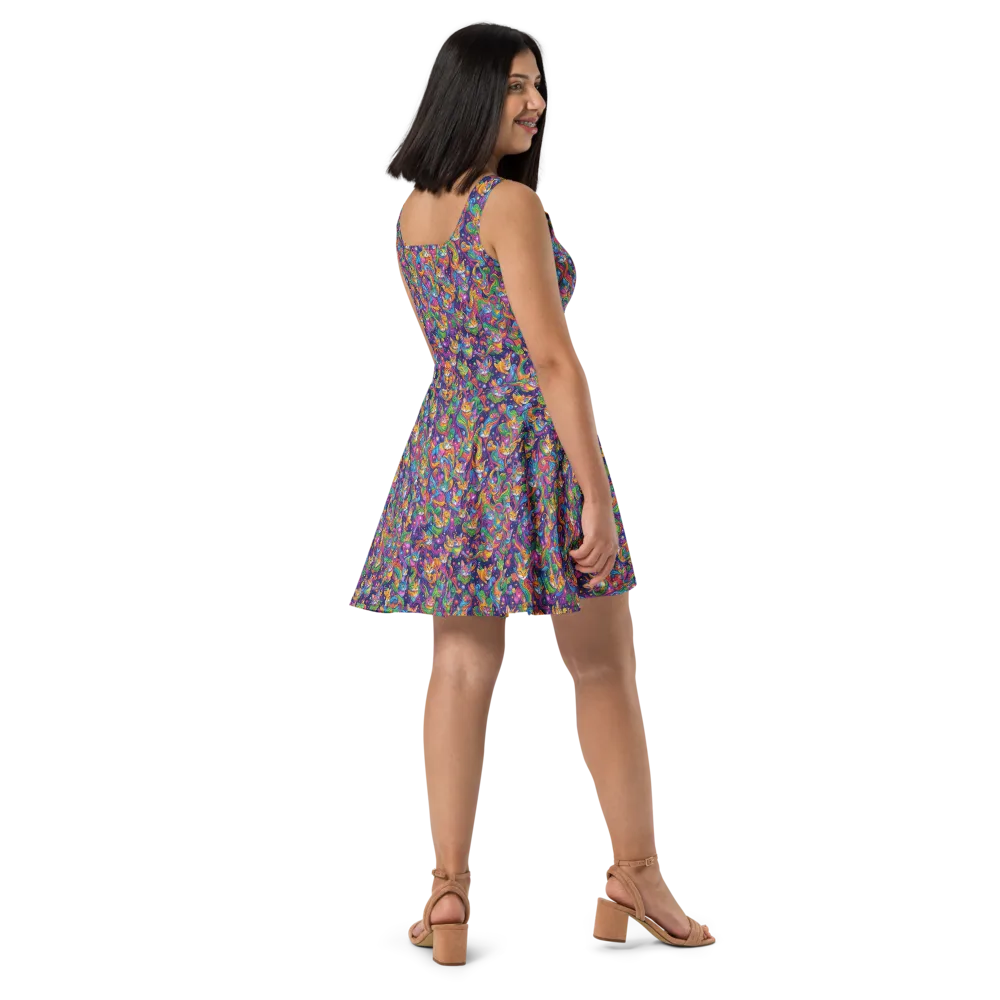 Prismatic Purr on Skater Dress — Right