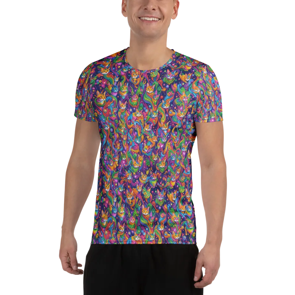 Prismatic Purr on Men's Athletic T-Shirt — Front