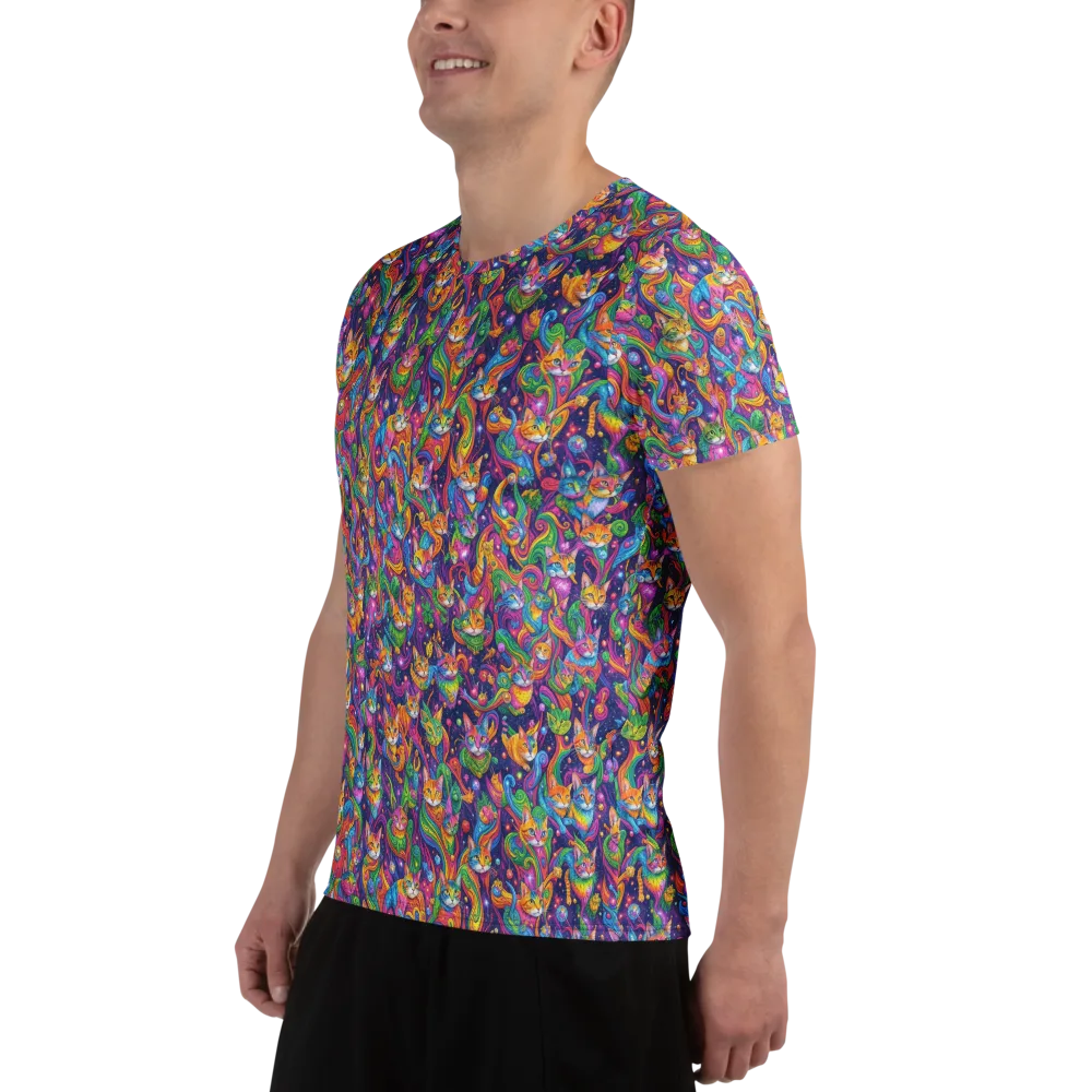 Prismatic Purr on Men's Athletic T-Shirt — Left