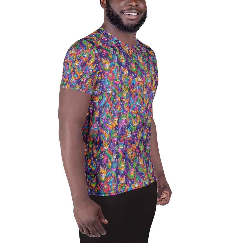 Prismatic Purr on Men's Athletic T-Shirt — Right