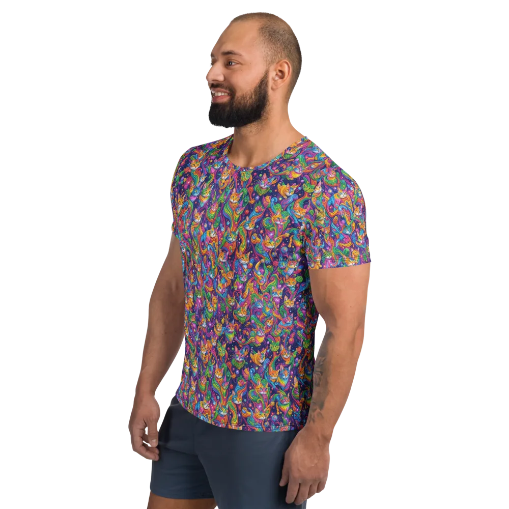 Prismatic Purr on Men's Athletic T-Shirt — Left