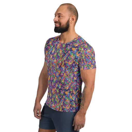 Prismatic Purr on a Men's Athletic T-Shirt