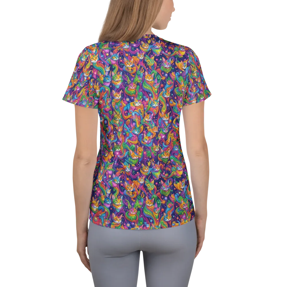 Prismatic Purr on Women's Athletic T-Shirt — Back
