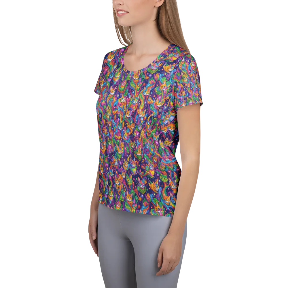 Prismatic Purr on Women's Athletic T-Shirt — Left