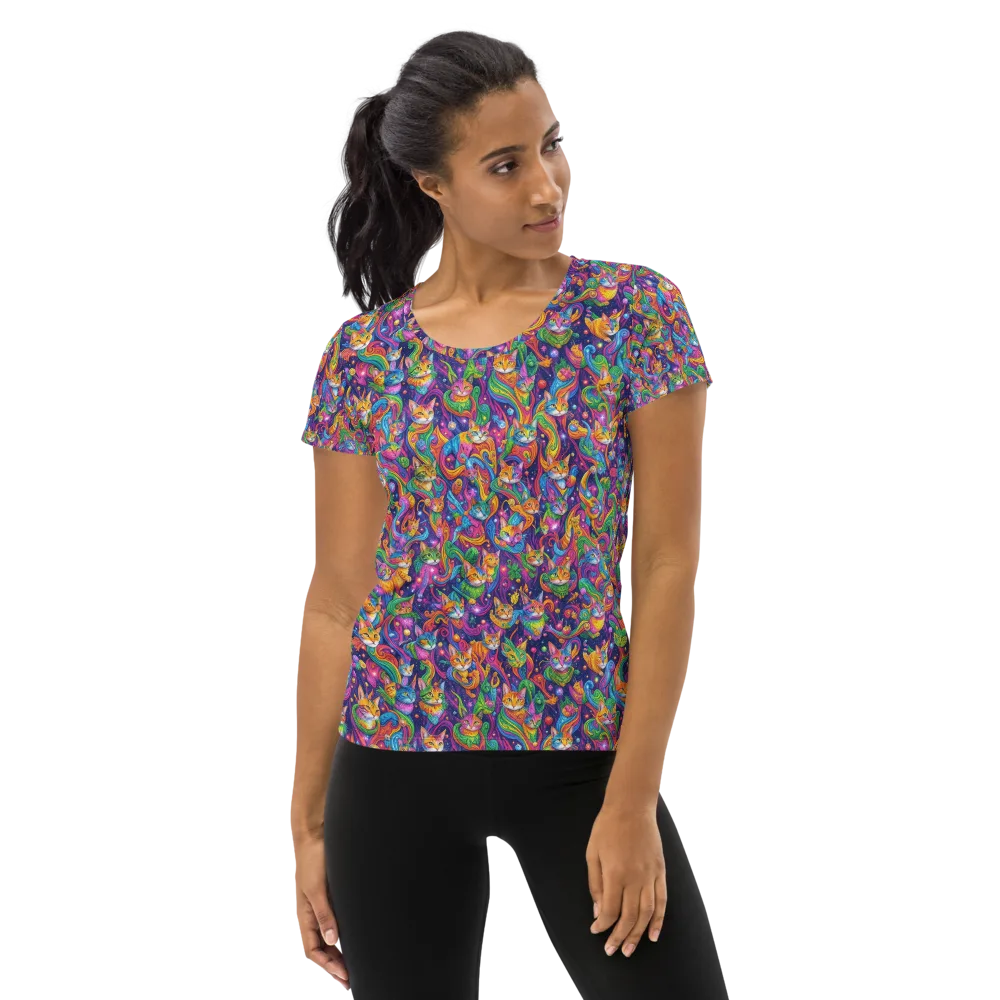 Prismatic Purr on Women's Athletic T-Shirt — Front