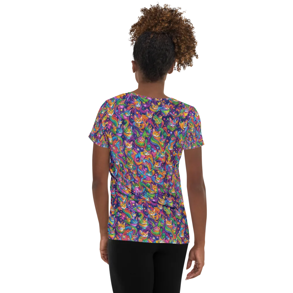 Prismatic Purr on Women's Athletic T-Shirt — Back