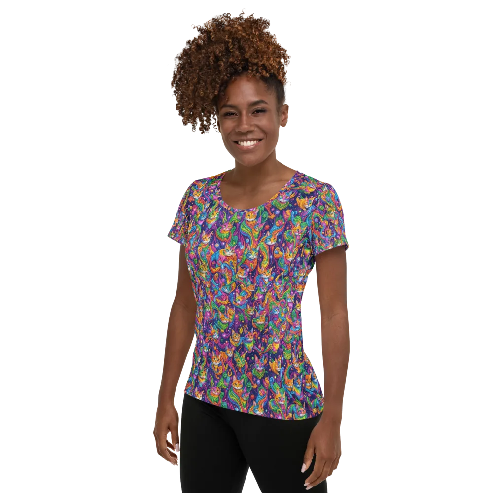 Prismatic Purr on Women's Athletic T-Shirt — Left