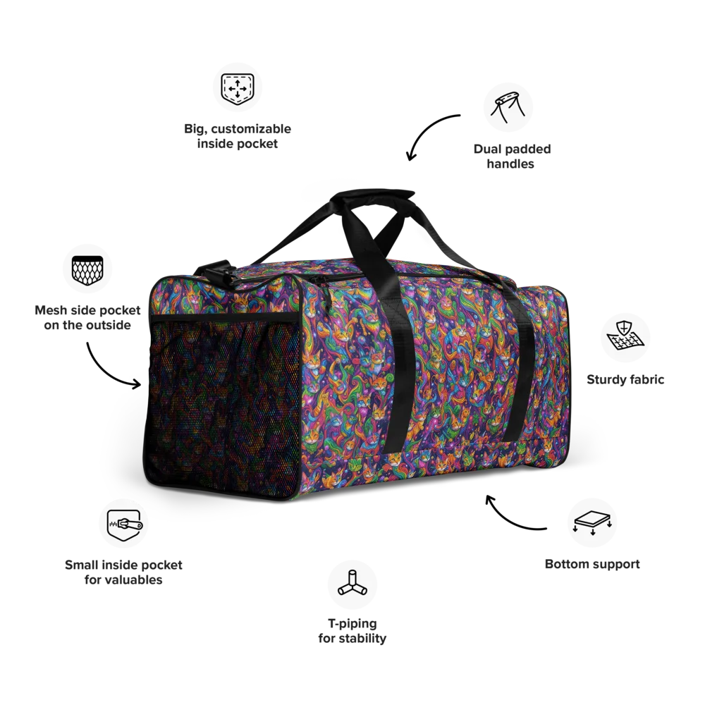 Prismatic Purr on Duffle Bag — Right Front