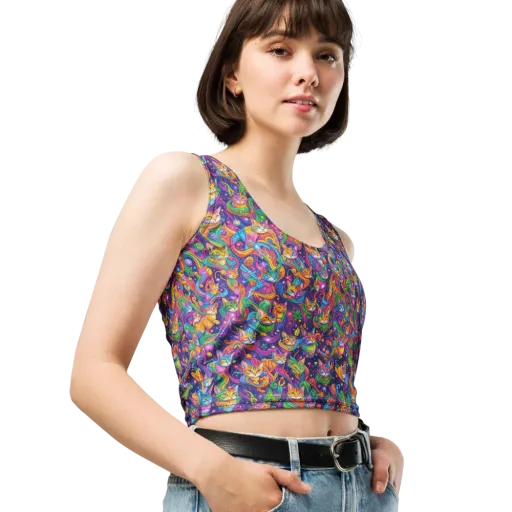 Prismatic Purr on a Crop Top