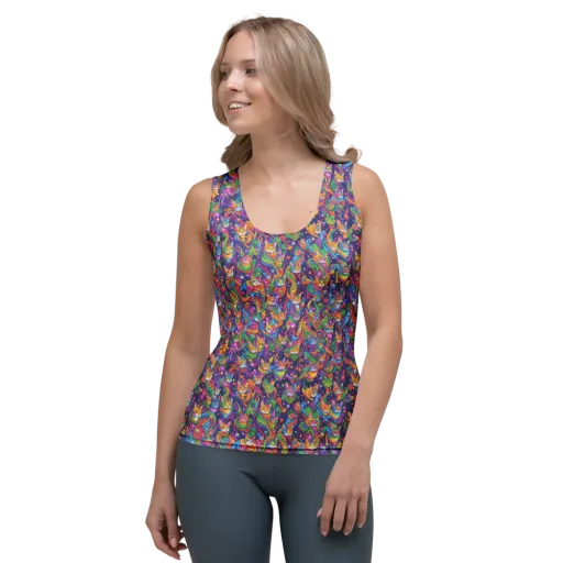 Prismatic Purr on a Women's Tank Top