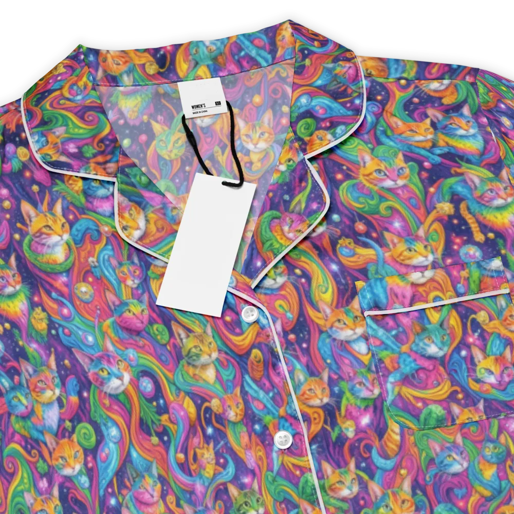 Prismatic Purr on Women's Short Sleeve Pajama Top — Product details