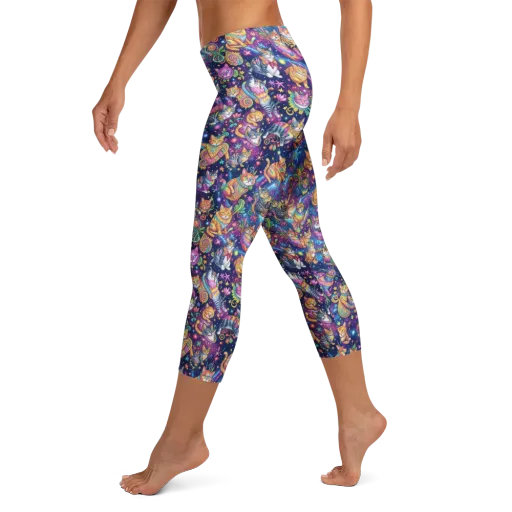 Cosmic Cat Carnival on a Capri Leggings