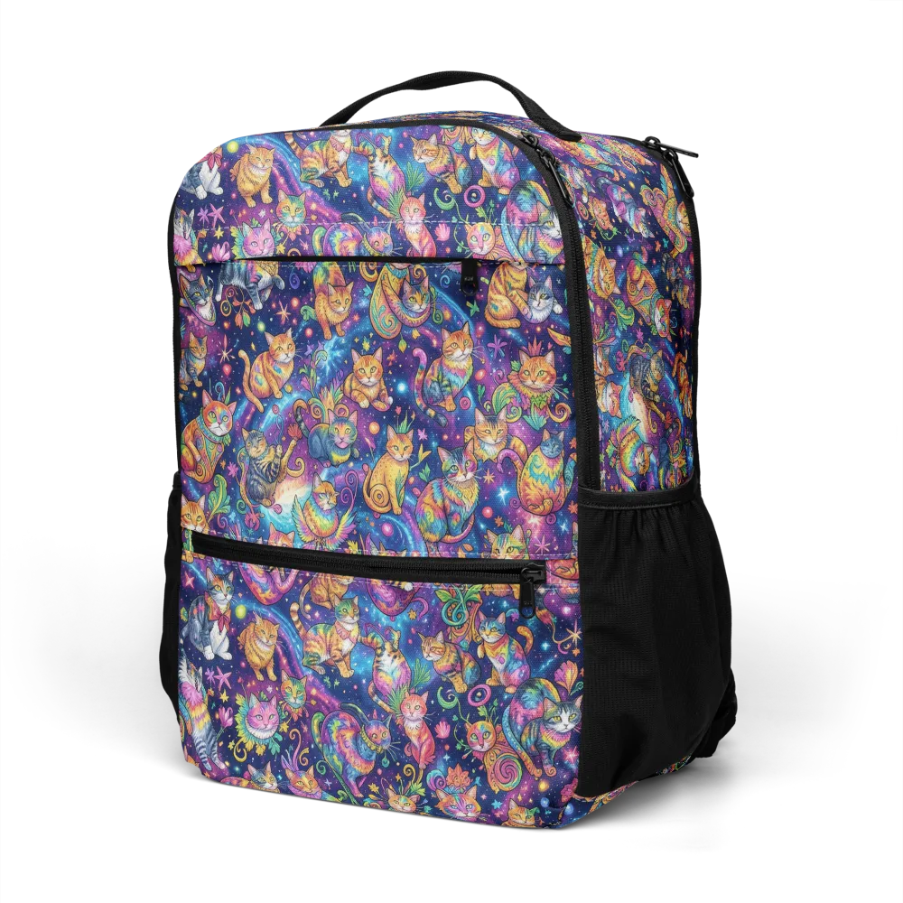 Cosmic Cat Carnival on Utility Backpack — Left Front