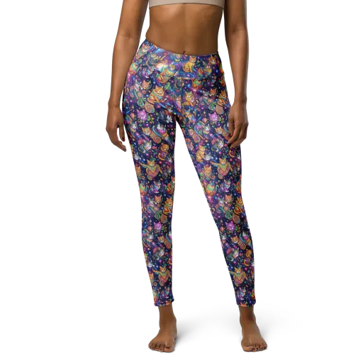 Cosmic Cat Carnival on a Yoga Leggings