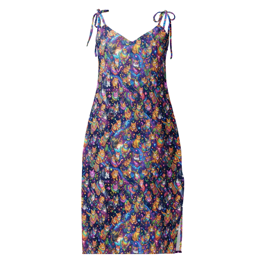Cosmic Cat Carnival on Slip Dress — Front